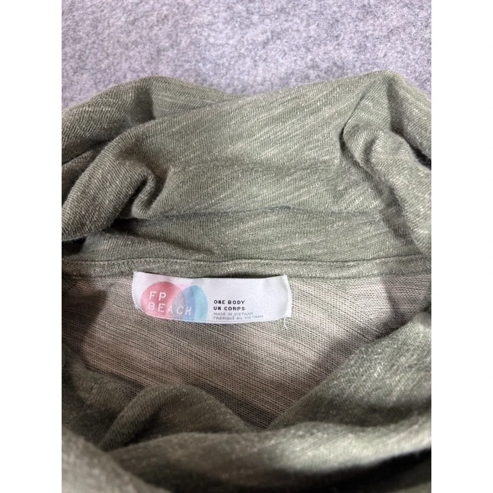 FP‎ BEACH Heather Green Long Sleeve Cowl Neck Pullover Women's OS Boho SEE